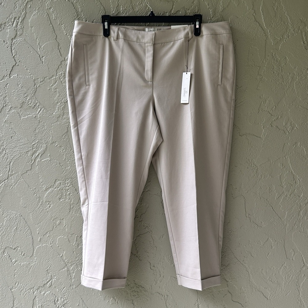 Chico's Women's 4 Khaki XXL So Slimming Serene Stretch Cropped Trouser Pants NWT